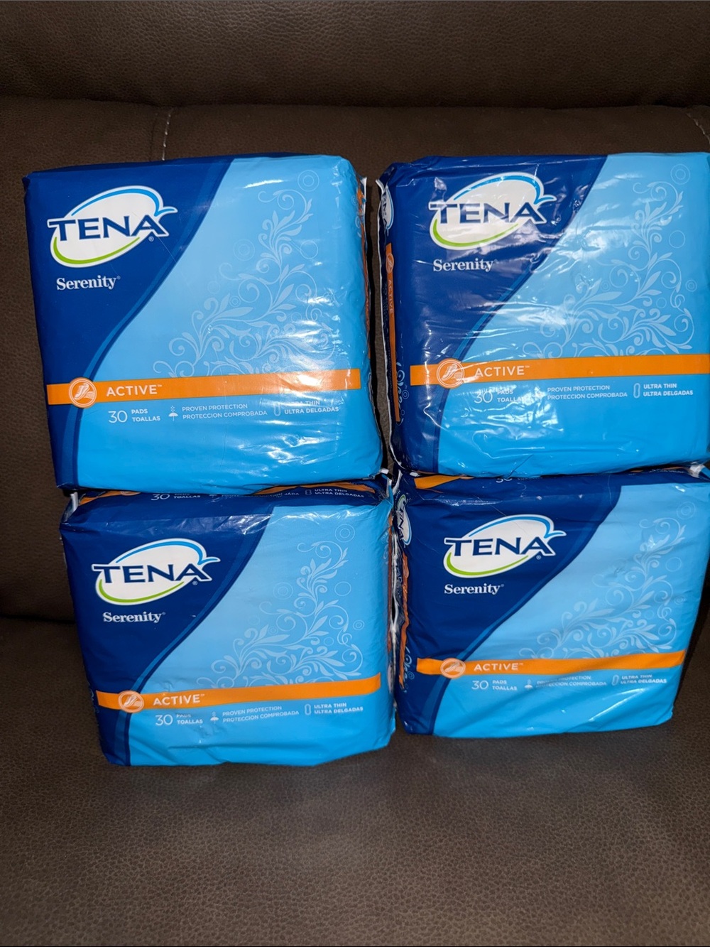 Lot of 4…Serenity Active Incontinence Pads —-30 count